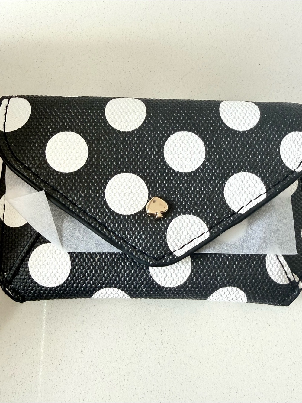 MINI kate spade Black and White Polka Dot card holder or mini wallet.